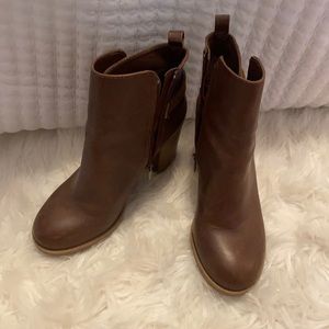 Brown heeled booties